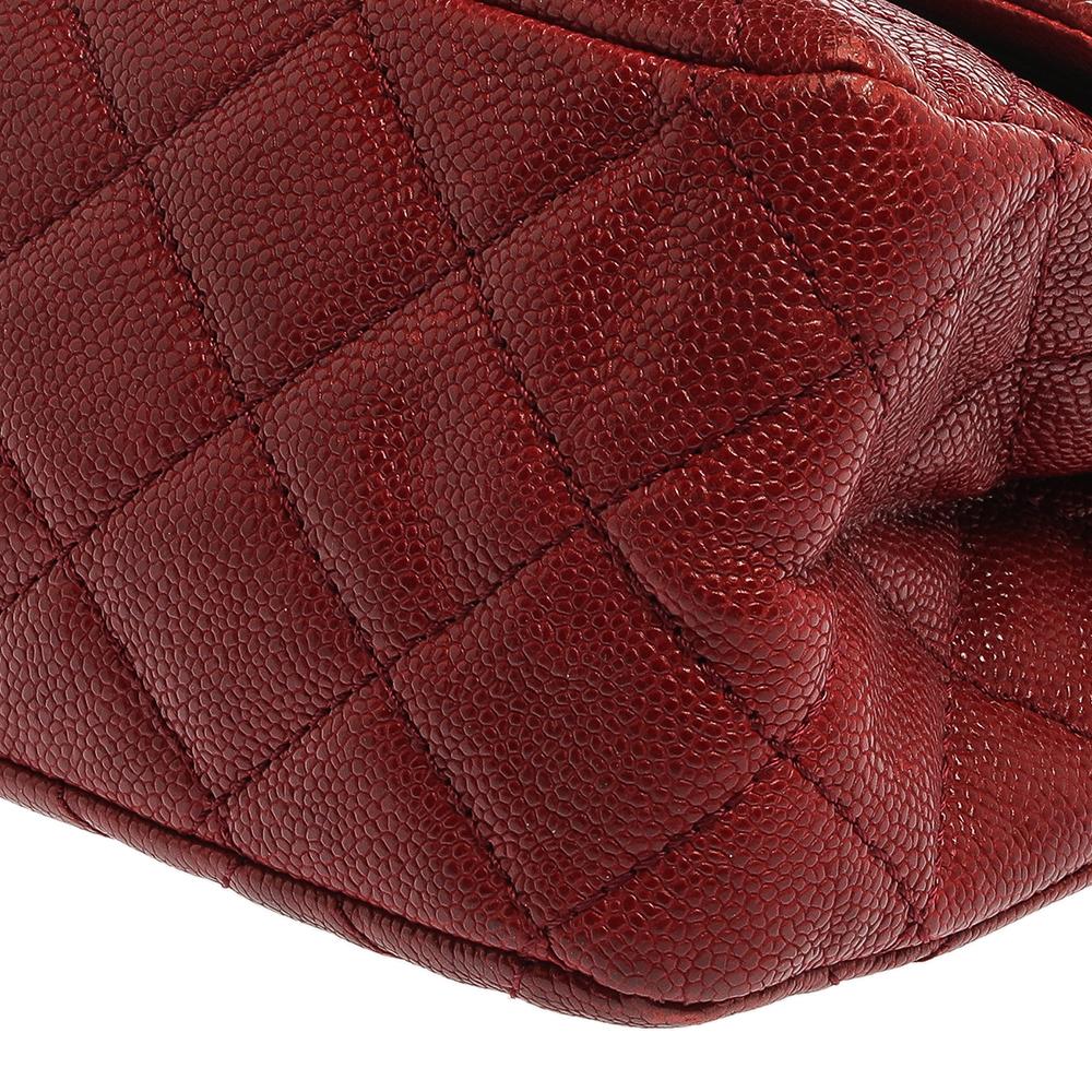 Chanel Red Quilted Caviar Leather Jumbo Reissue 2.55 Classic 227 Flap Bag 10