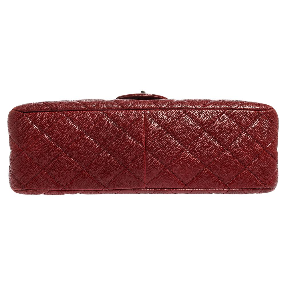 Women's Chanel Red Quilted Caviar Leather Jumbo Reissue 2.55 Classic 227 Flap Bag