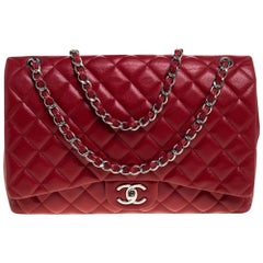 Chanel Red Quilted Caviar Leather Maxi Classic Double Flap Bag