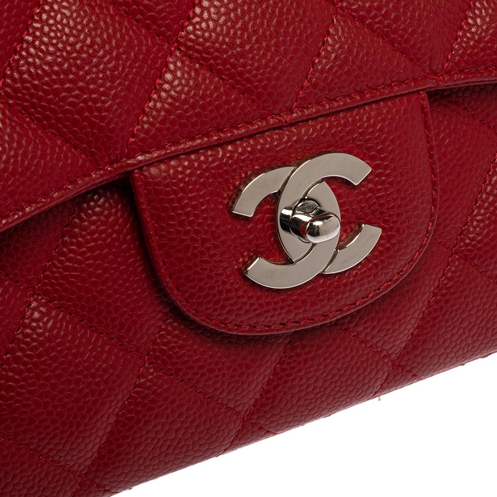 Chanel Red Quilted Caviar Leather Maxi Classic Single Flap Bag 2