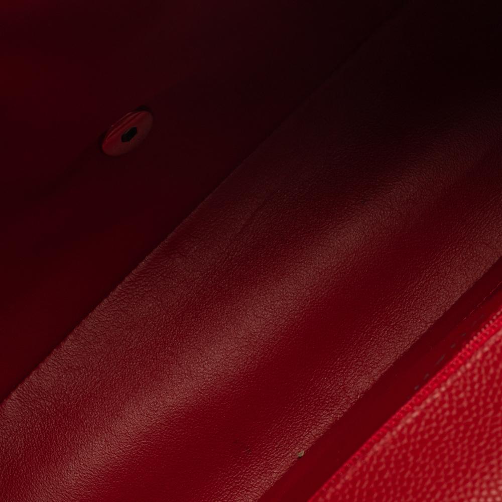 Chanel Red Quilted Caviar Leather Maxi Classic Single Flap Bag 3