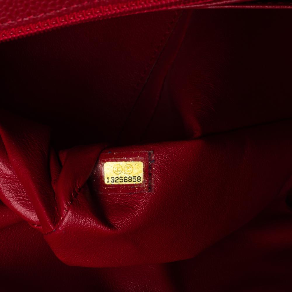 Chanel Red Quilted Caviar Leather Maxi Classic Single Flap Bag 4