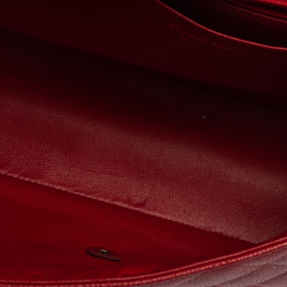 Chanel Red Quilted Caviar Leather Maxi Classic Single Flap Bag 5