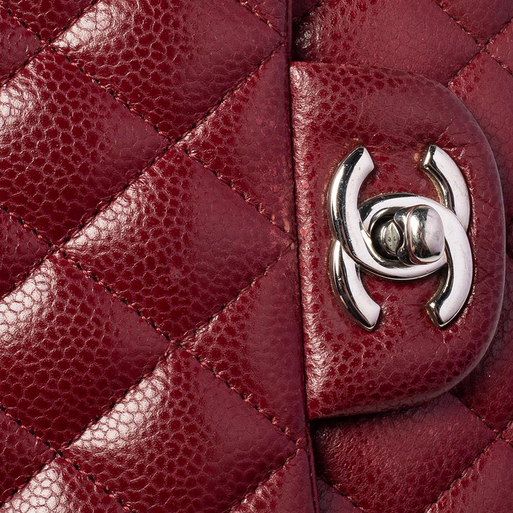 Chanel Red Quilted Caviar Leather Medium Classic Double Flap Bag 5