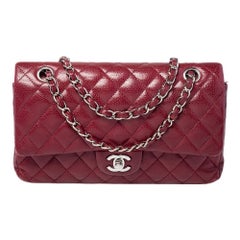 Chanel Red Quilted Caviar Leather Medium Classic Double Flap Bag