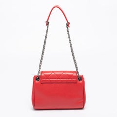Chanel Red Quilted Caviar Leather Mini Accordion Flap Bag