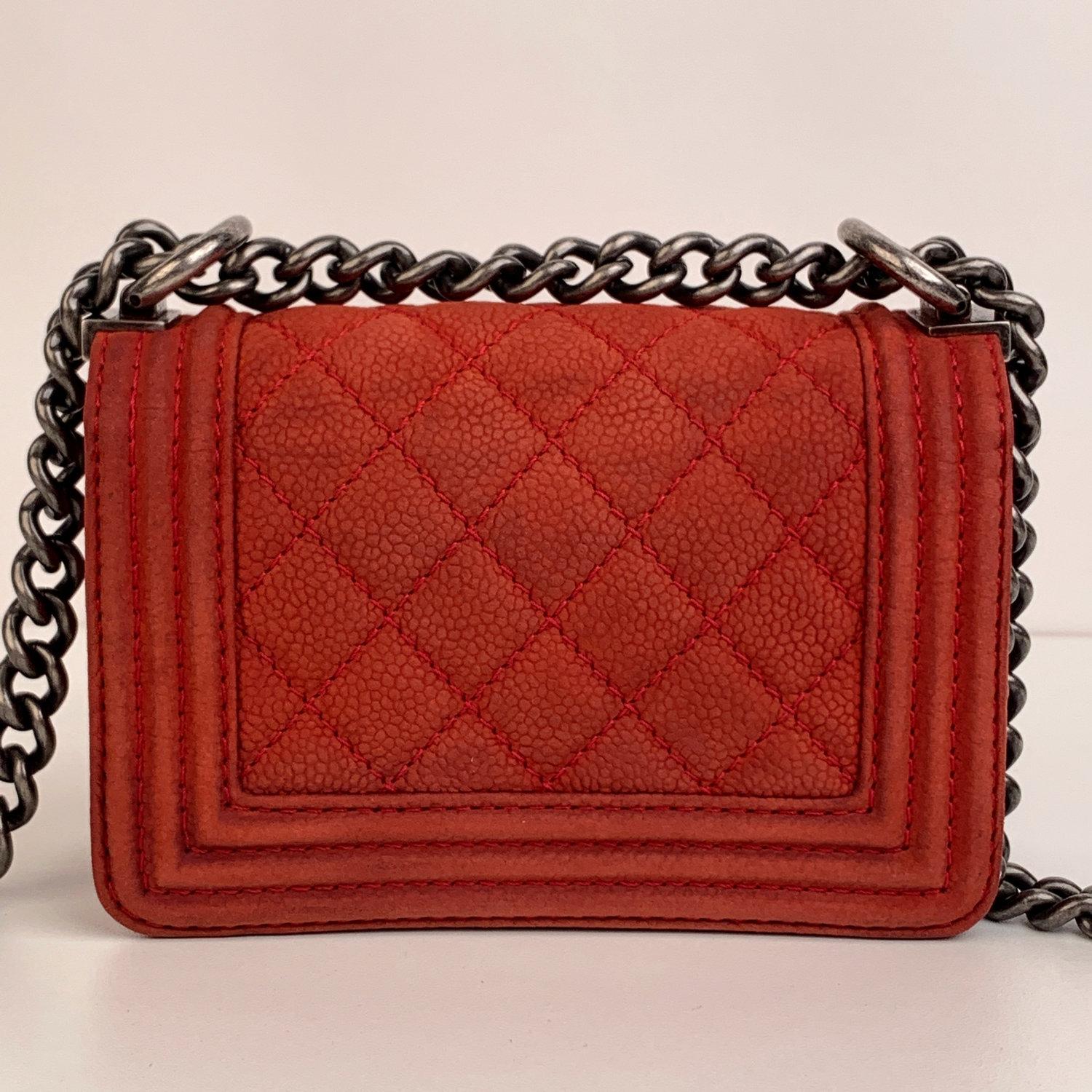 Chanel Red Quilted Caviar Leather Mini Boy Shoulder Bag 2