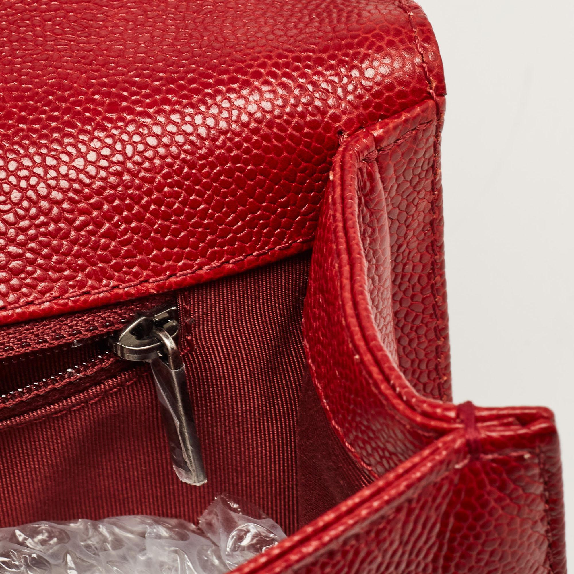 Chanel Red Quilted Caviar Leather New Medium Boy Bag 8