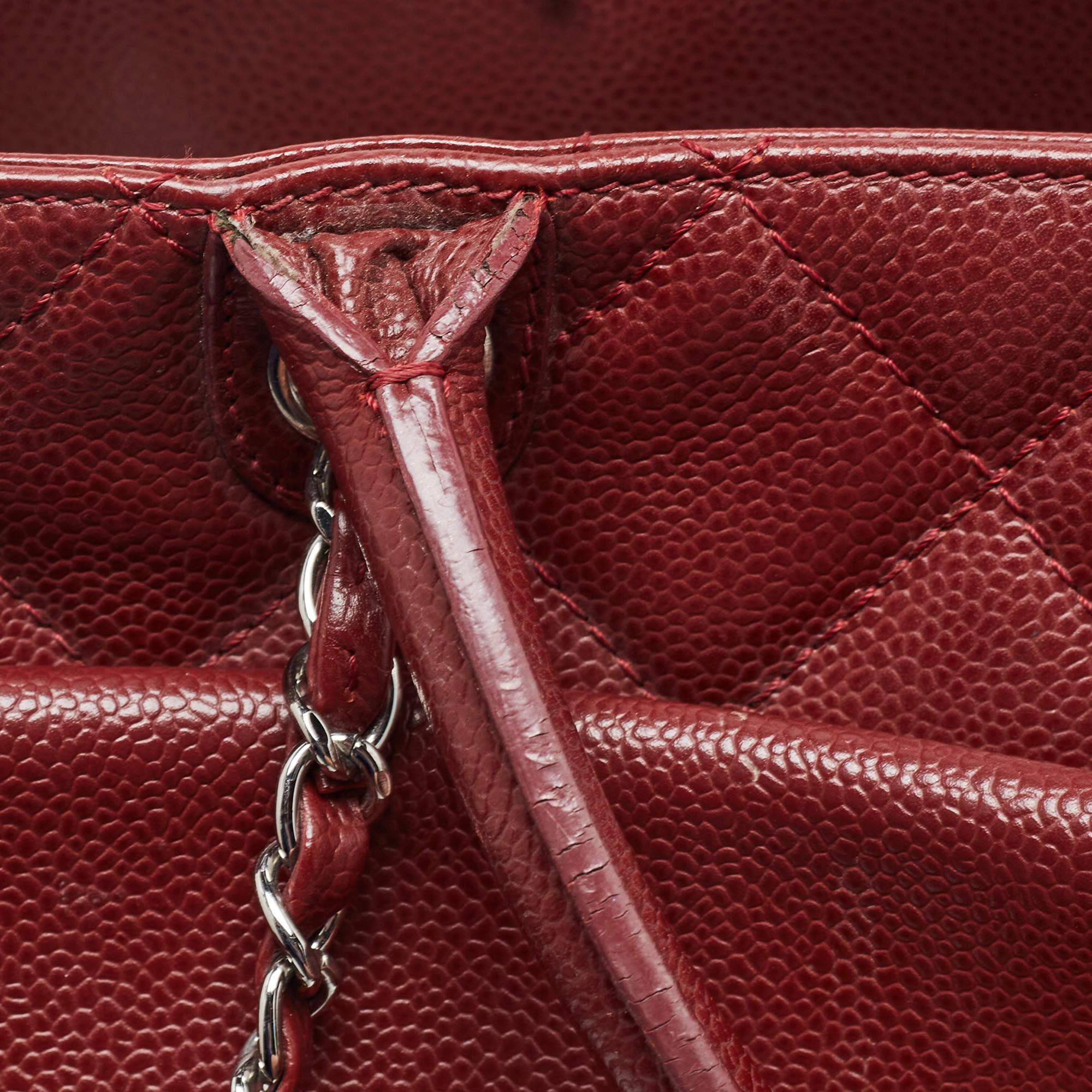 Chanel Red Quilted Caviar Leather Shiva Tote 5