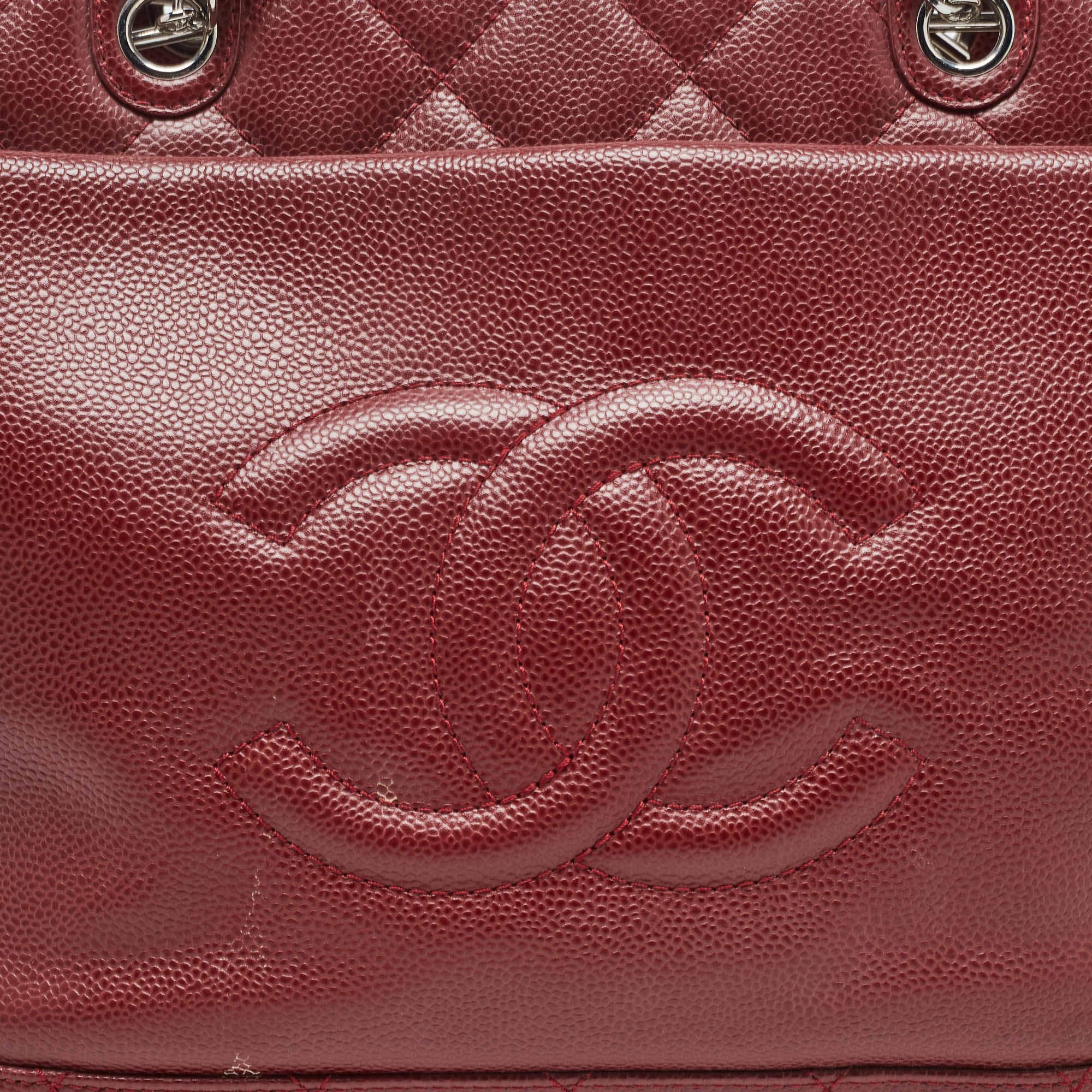 Chanel Red Quilted Caviar Leather Shiva Tote 15