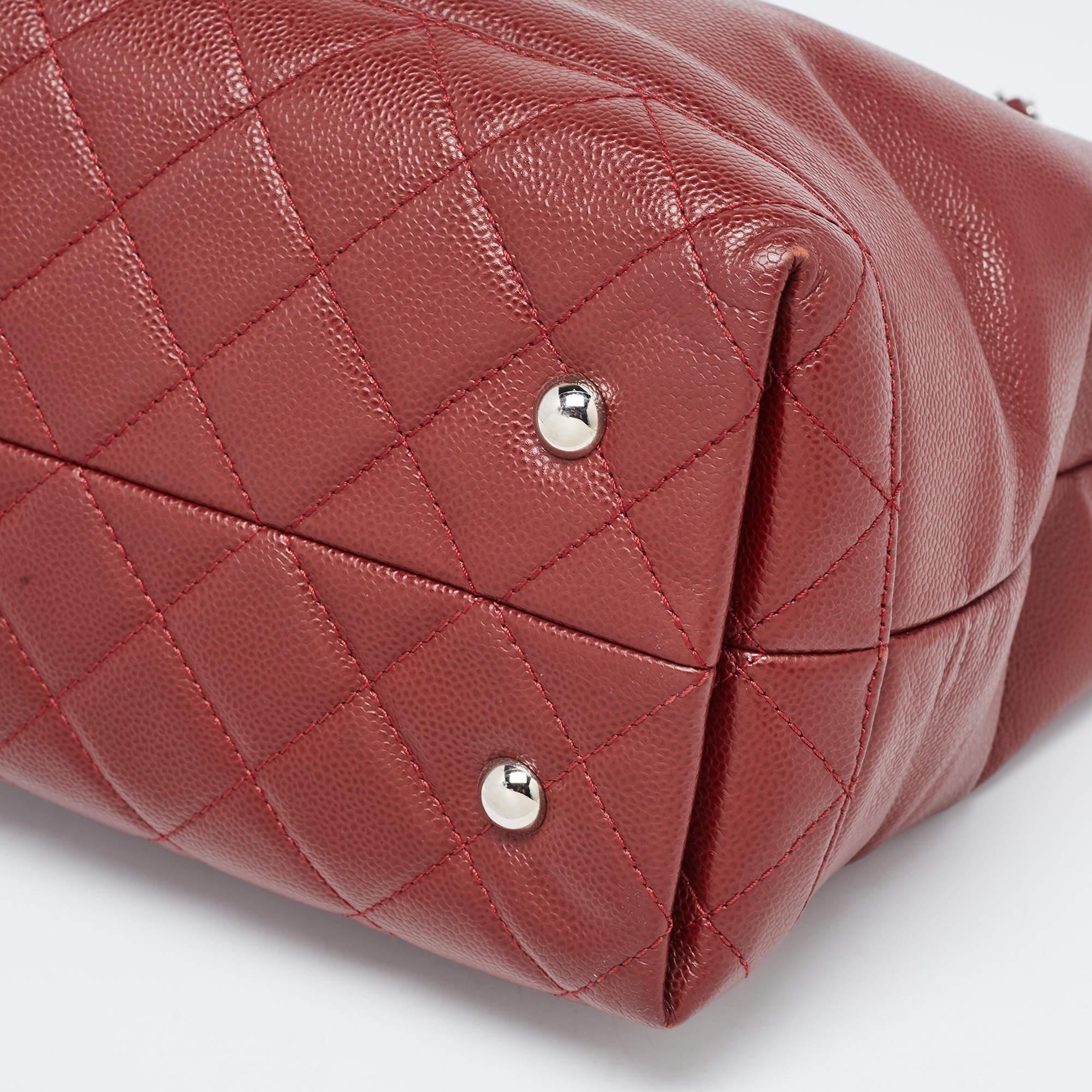 Chanel Red Quilted Caviar Leather Shiva Tote 2