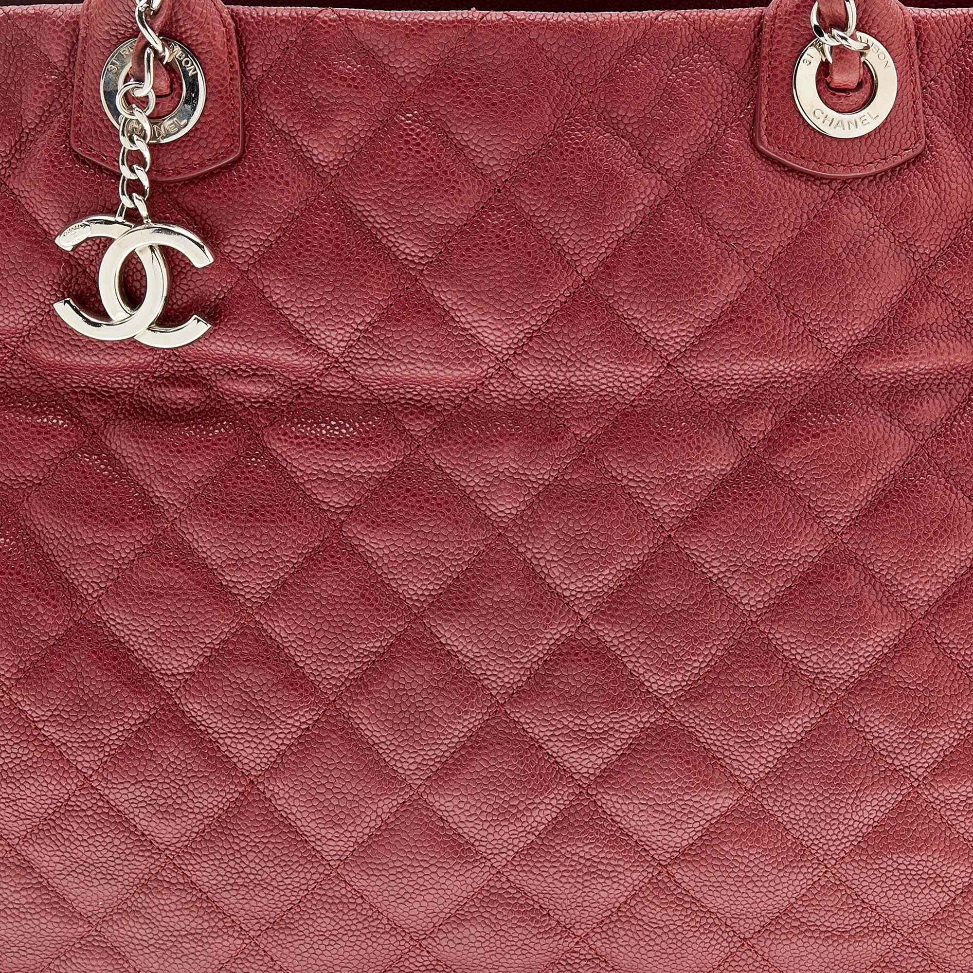 Chanel Red Quilted Caviar Leather Shiva Tote 3
