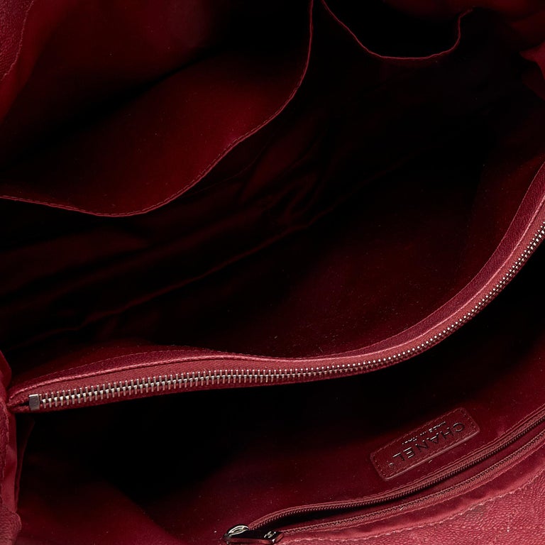 Chanel Red Quilted Caviar Leather Shiva Tote For Sale at 1stDibs