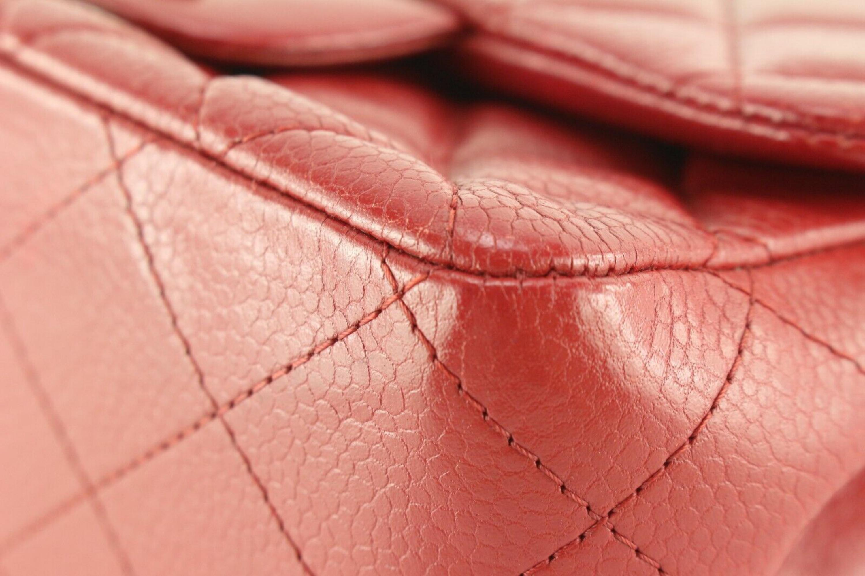 Chanel Red Quilted Caviar Leather Square Mini Classic Flap SHW 1CC0224 In Excellent Condition For Sale In Dix hills, NY