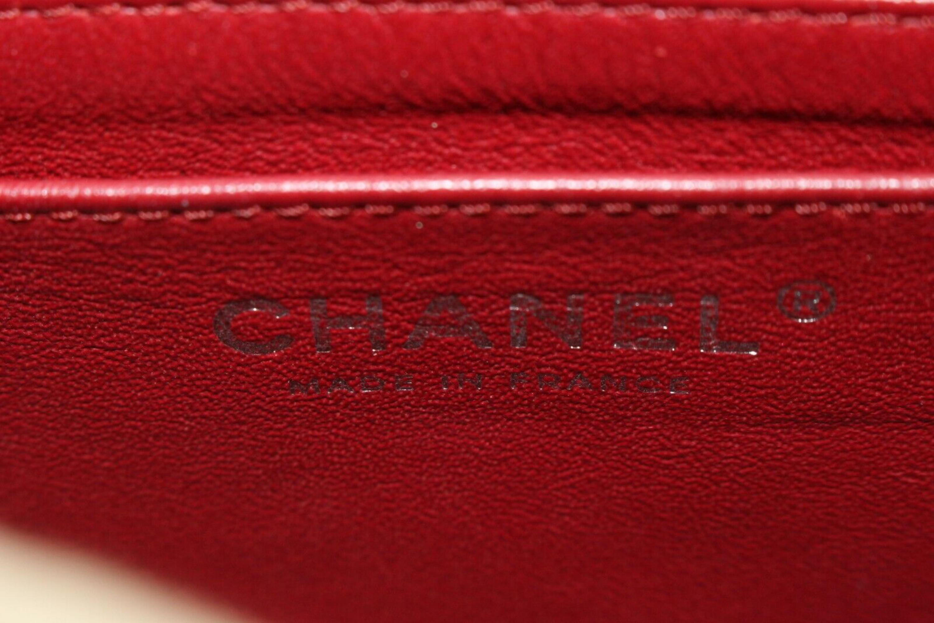 Chanel Red Quilted Caviar Leather Square Mini Classic Flap SHW 1CC0224 For Sale 5