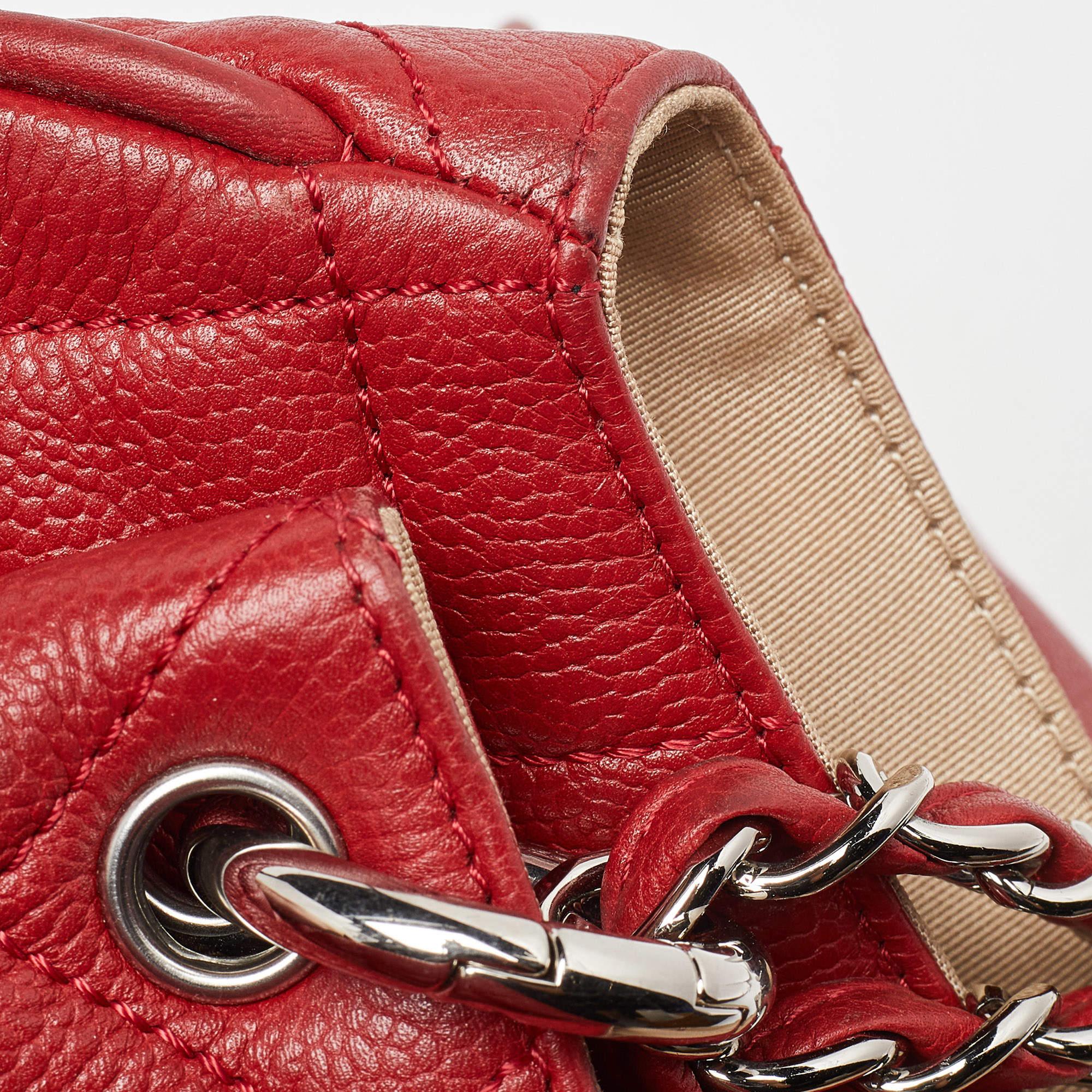 Chanel Red Quilted Caviar Leather Timeless Accordion Flap Bag 6