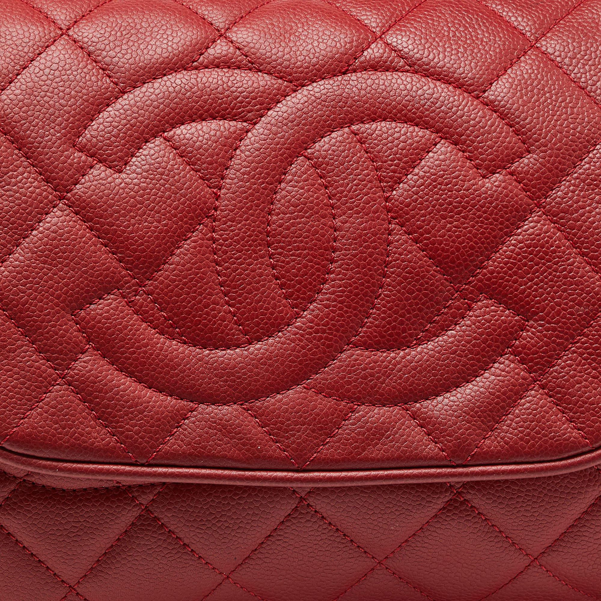 Chanel Red Quilted Caviar Leather Timeless Accordion Flap Bag 1