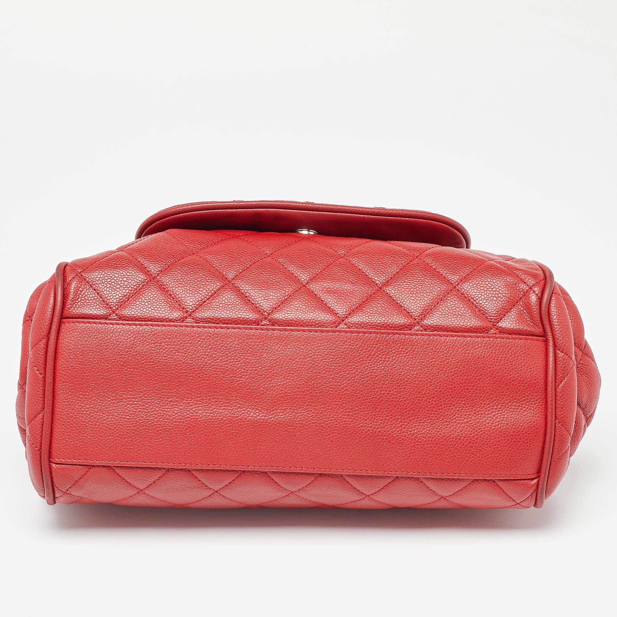 Chanel Red Quilted Caviar Leather Timeless Accordion Flap Bag 1