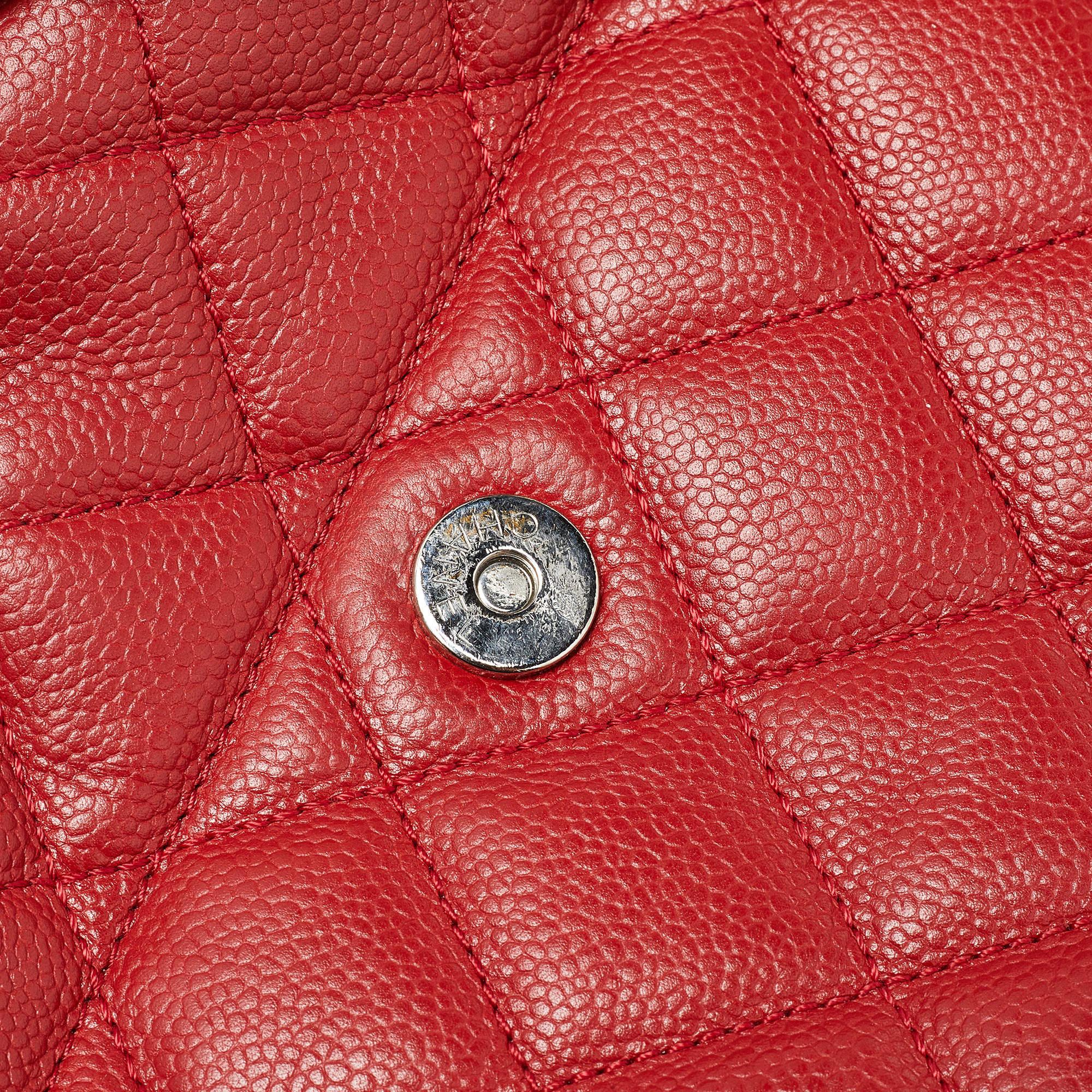 Chanel Red Quilted Caviar Leather Timeless Accordion Flap Bag 5