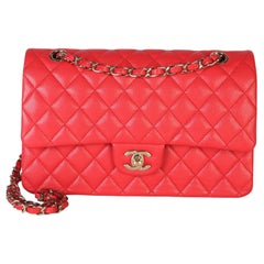 Chanel Red Quilted Caviar Medium Classic Double Flap Bag