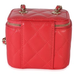 Chanel Red Quilted Caviar Mini Vanity Case