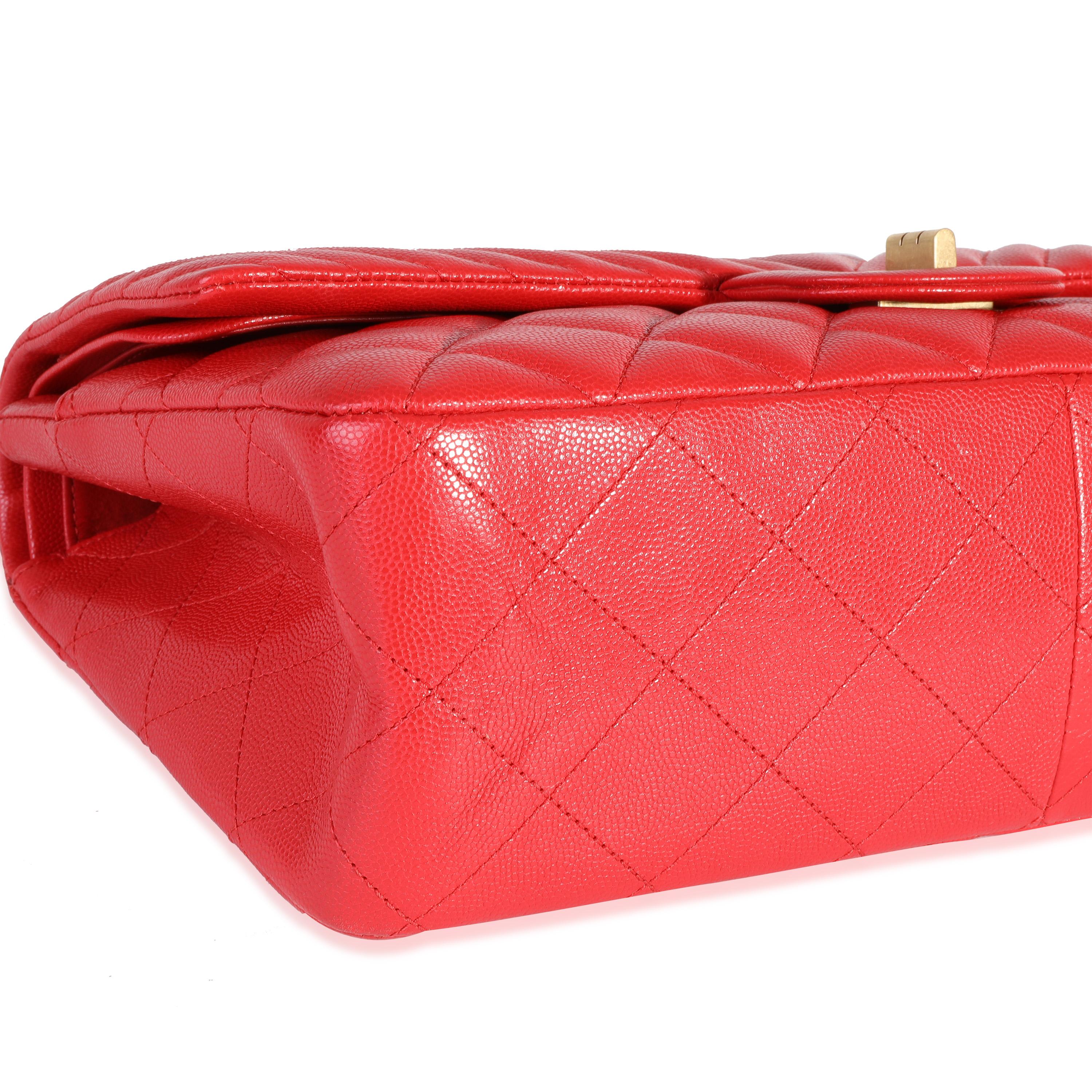 Women's Chanel Red Quilted Caviar Reissue 2.55 227 Double Flap Bag For Sale