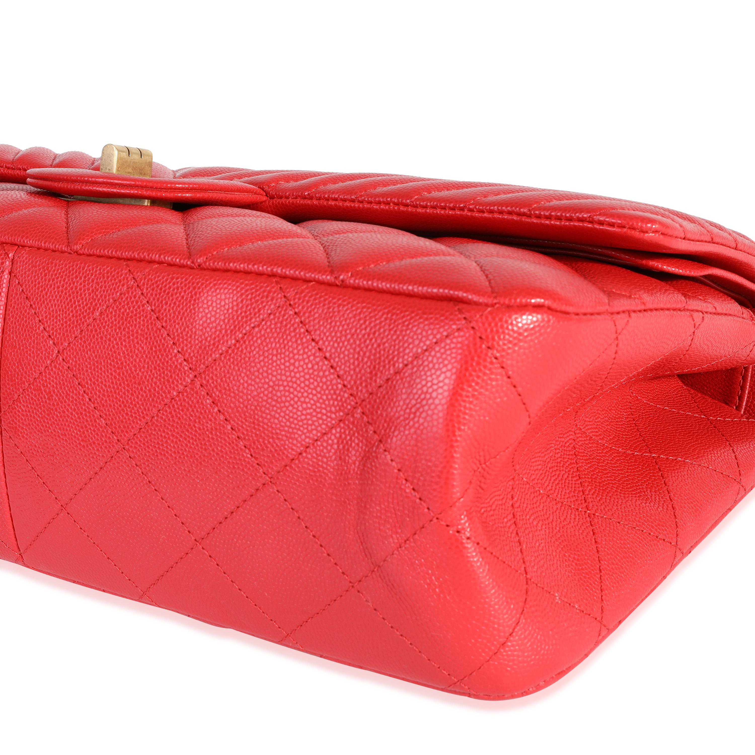 Chanel Red Quilted Caviar Reissue 2.55 227 Double Flap Bag For Sale 1