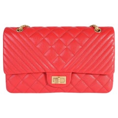 Chanel Red Quilted Caviar Reissue 2.55 227 Double Flap Bag