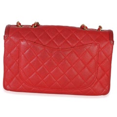 Chanel Red Quilted Caviar Small Filigree Flap Bag