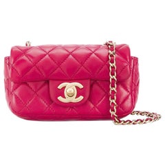 Vintage Chanel Red Quilted Charm Mini Flap Bag