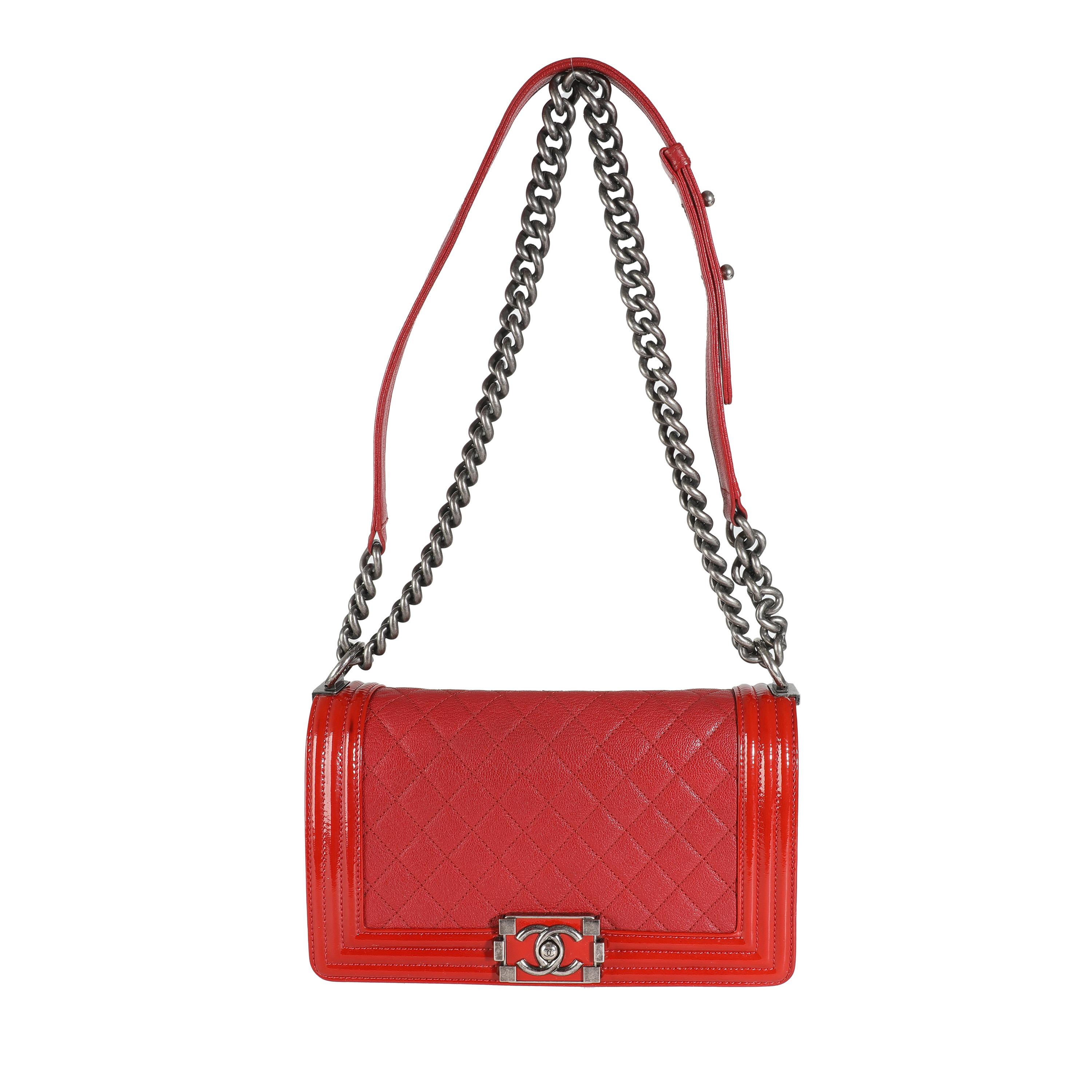 Chanel Red Quilted Goatskin Medium Boy Bag For Sale 3