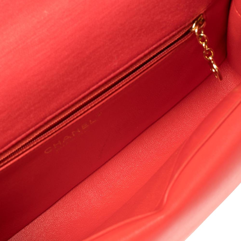 Chanel Red Quilted Jersey Diana Flap Bag 6