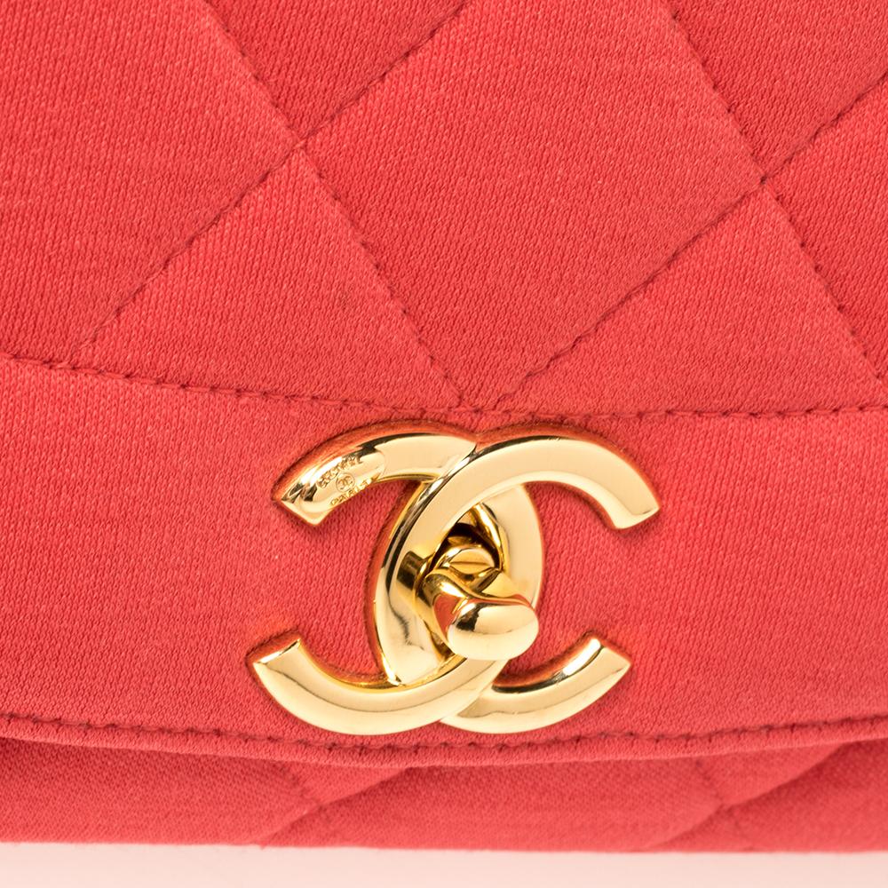 Chanel Red Quilted Jersey Diana Flap Bag 4