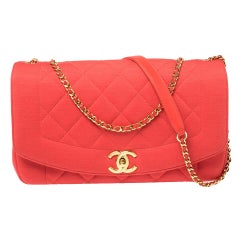 Chanel Red Quilted Jersey Diana Flap Bag