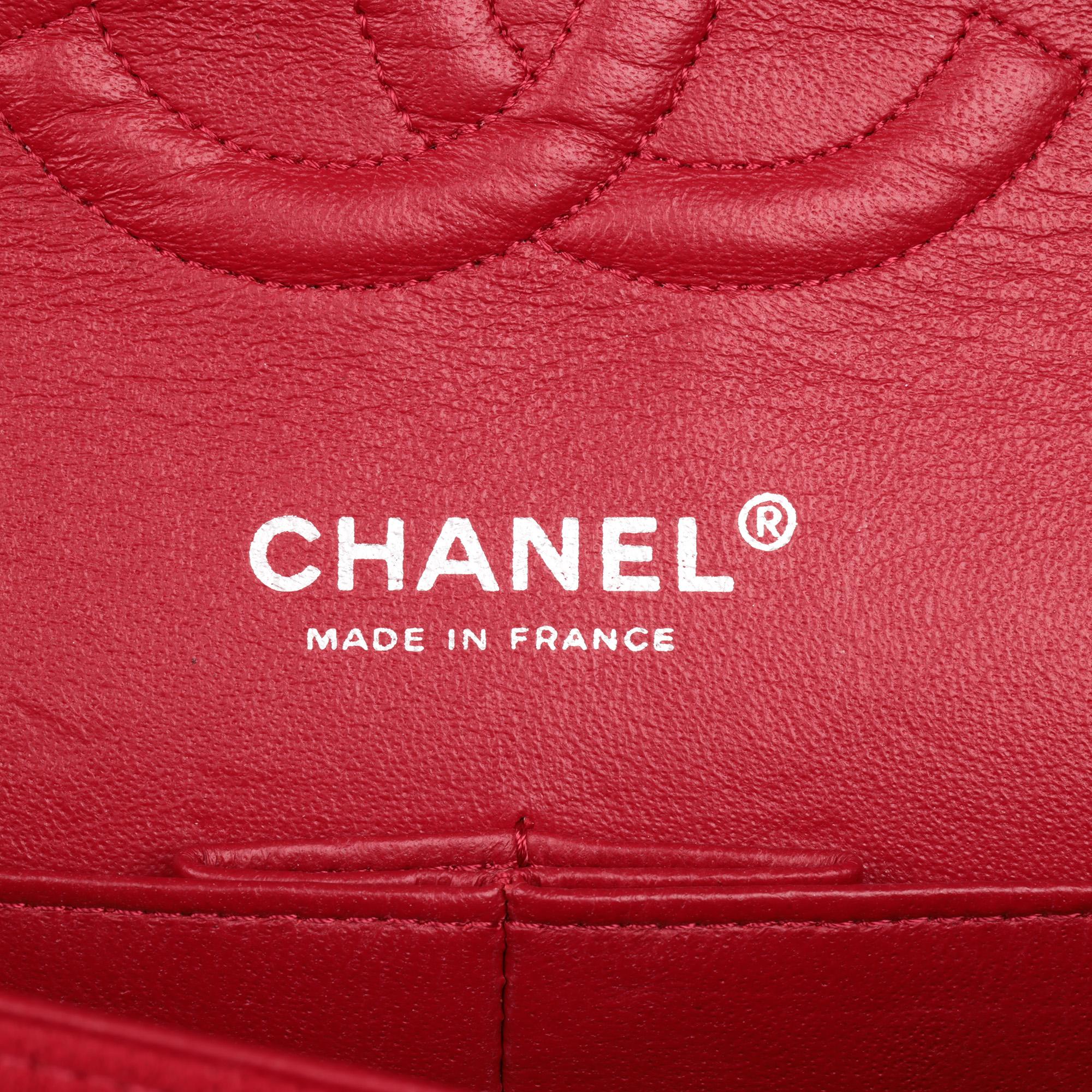 CHANEL Red Quilted Jersey Fabric Medium Classic Double Flap Bag 5