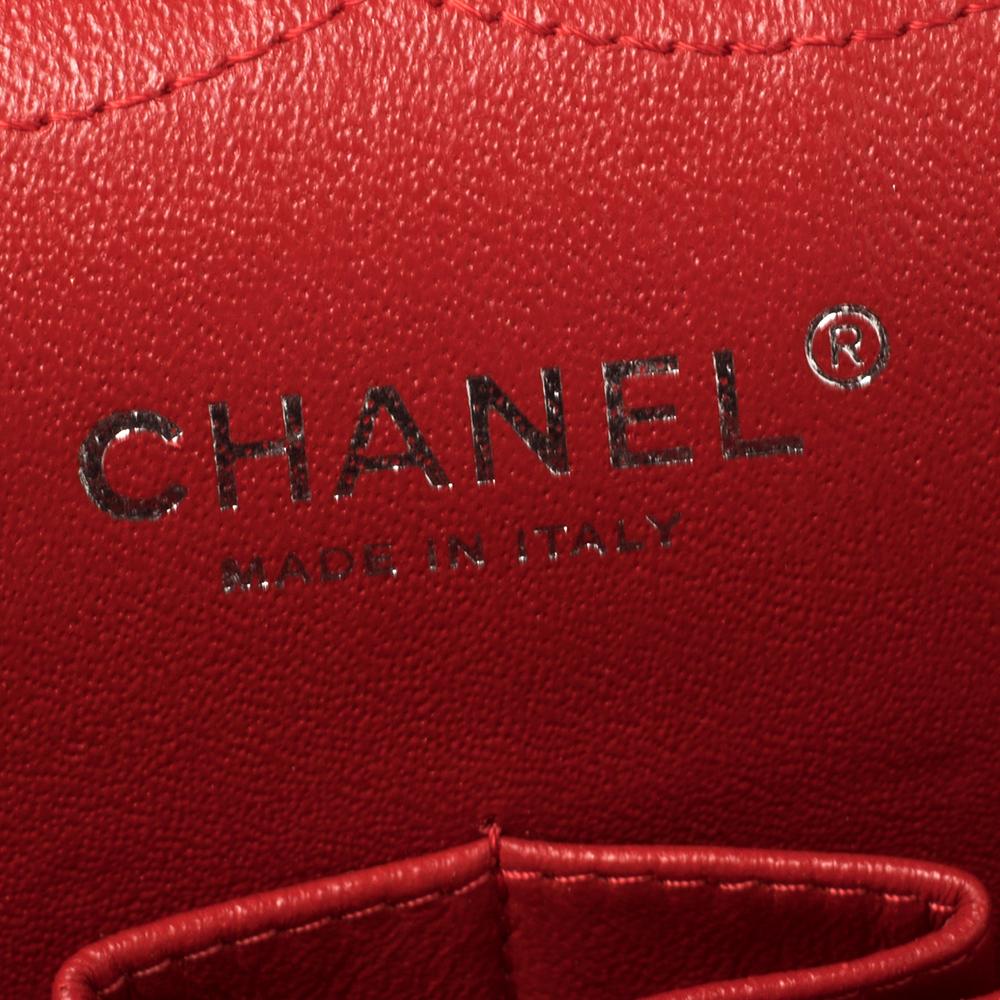 Chanel Red Quilted Jersey Jumbo Classic Double Flap Bag 6