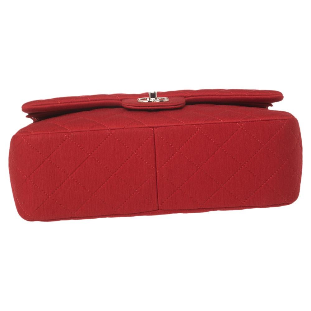 Women's Chanel Red Quilted Jersey Jumbo Classic Double Flap Bag