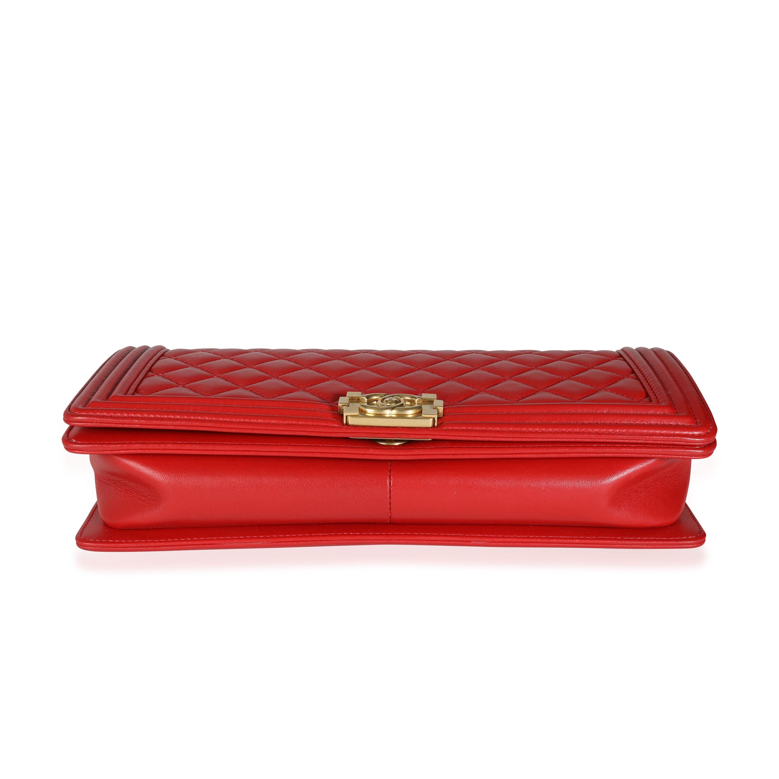 Chanel Red Quilted Lambskin Boy Clutch 1