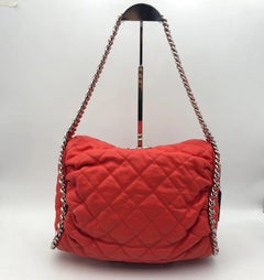 Chanel Red Quilted Lambskin Chain Around Hobo Shoulder Bag
