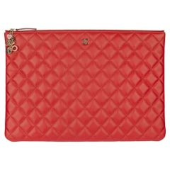 Chanel Pochette in pelle d'agnello trapuntata rossa