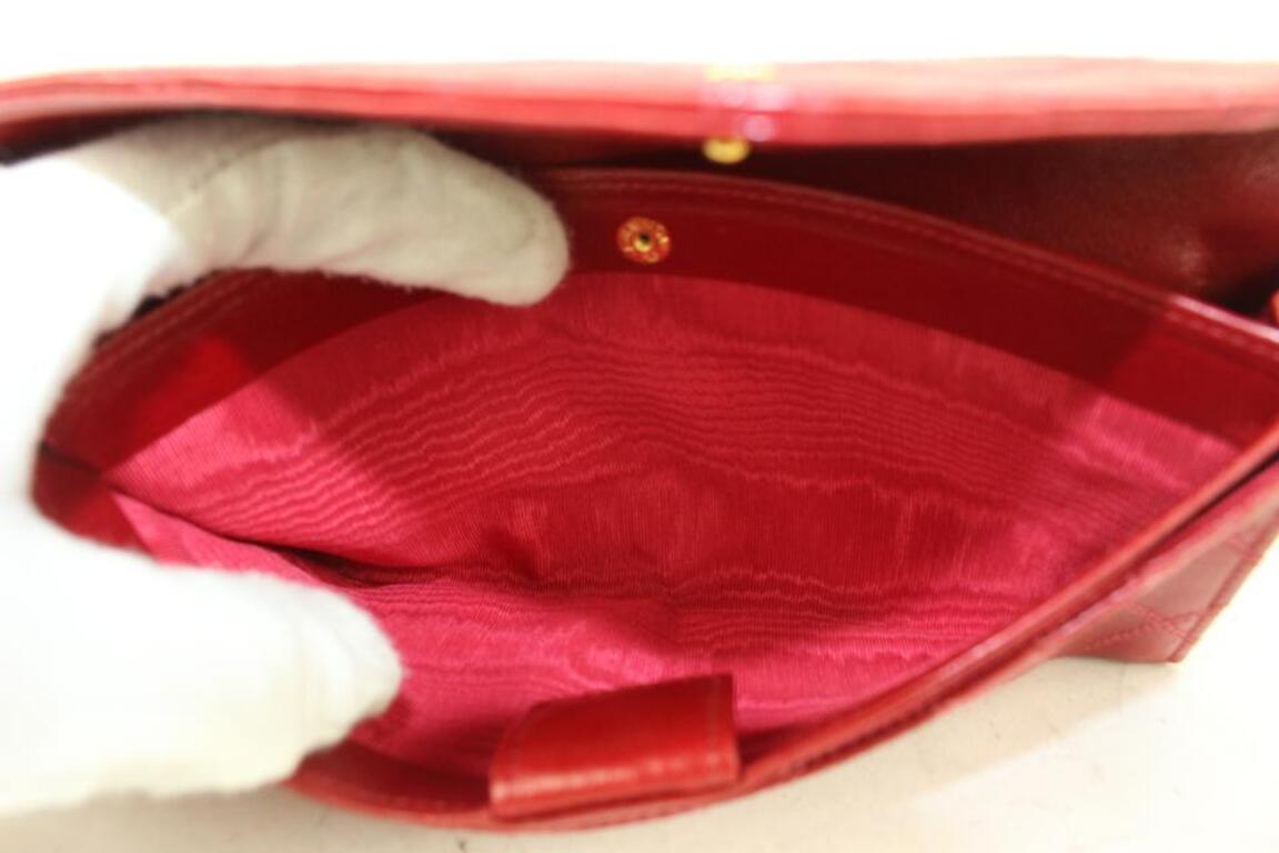  Chanel Red Quilted Lambskin Envelope Pochette Clutch Bag 189ca83 For Sale 3