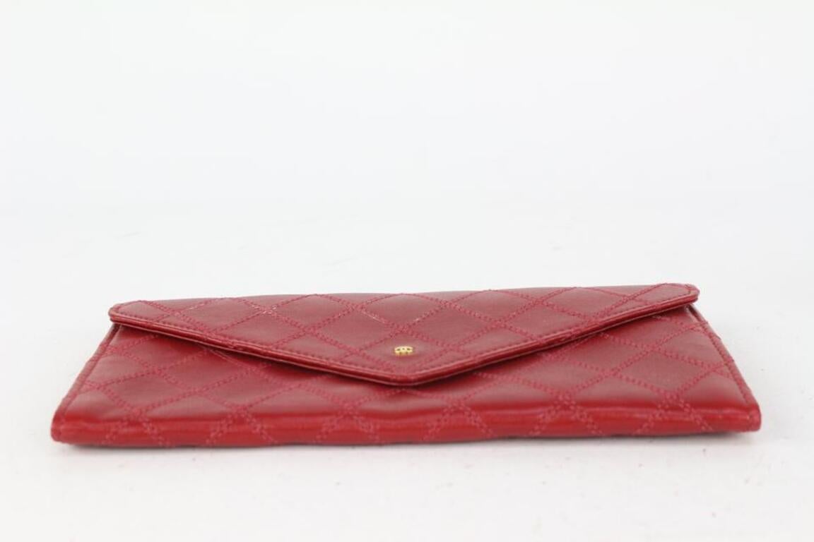  Chanel Rote gesteppte Lammfell-Umschlagtasche Pochette Clutch 189ca83 im Angebot 7