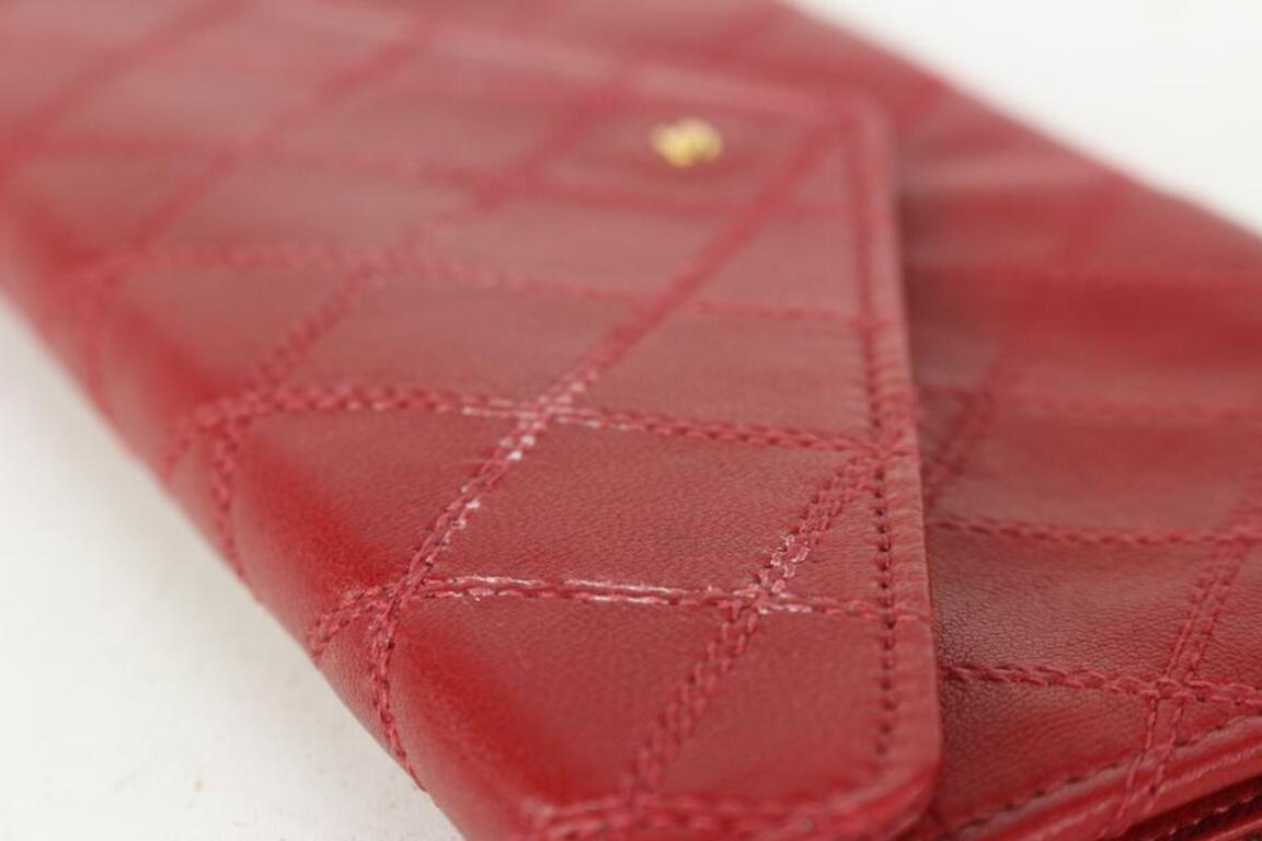  Chanel Rote gesteppte Lammfell-Umschlagtasche Pochette Clutch 189ca83 im Angebot 8