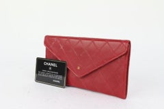 Chanel Red Quilted Lambskin Envelope Pochette Clutch Bag 189ca83