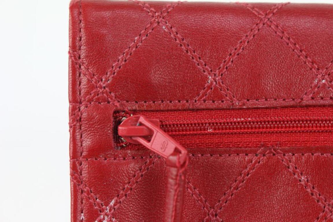  Chanel Rote gesteppte Lammfell-Umschlagtasche Pochette Clutch 189ca83 im Angebot 3