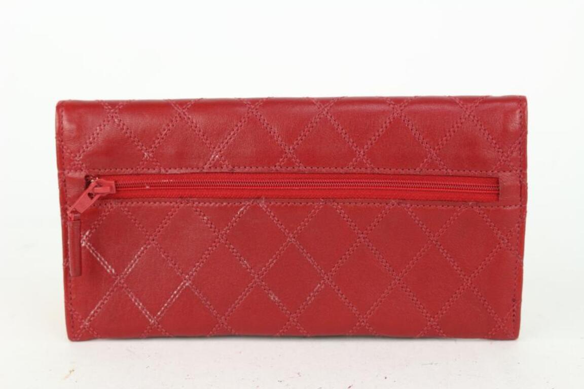  Chanel Rote gesteppte Lammfell-Umschlagtasche Pochette Clutch 189ca83 im Angebot 4