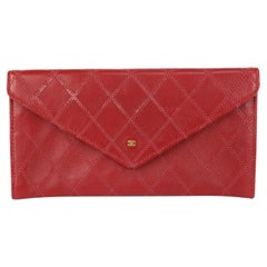 Chanel Red Quilted Lambskin Envelope Pochette Clutch Bag 189ca83