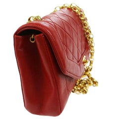 Chanel Red Quilted Lambskin  Flap Shoulder Bag