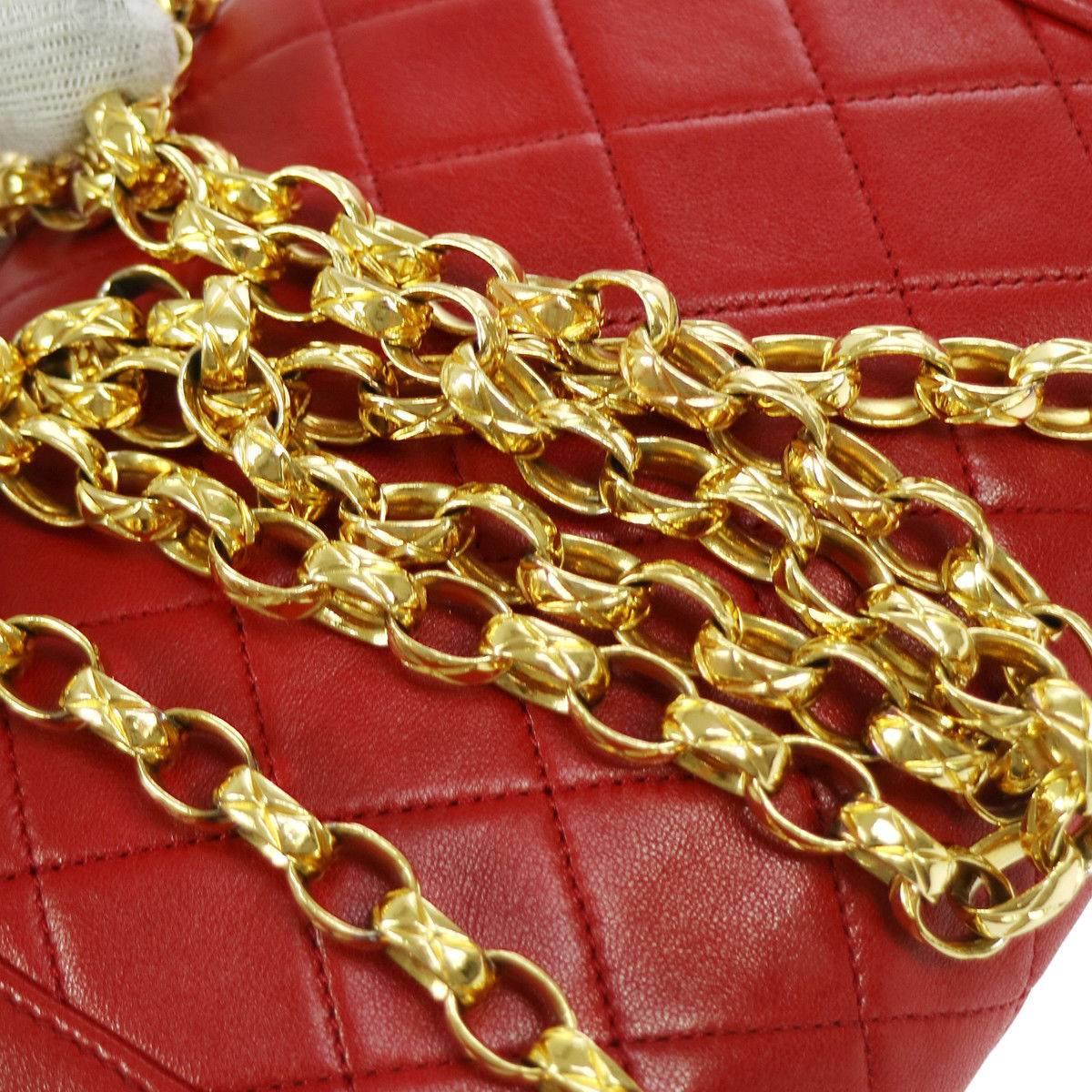 Chanel Red Quilted Lambskin  Flap Shoulder Bag 1