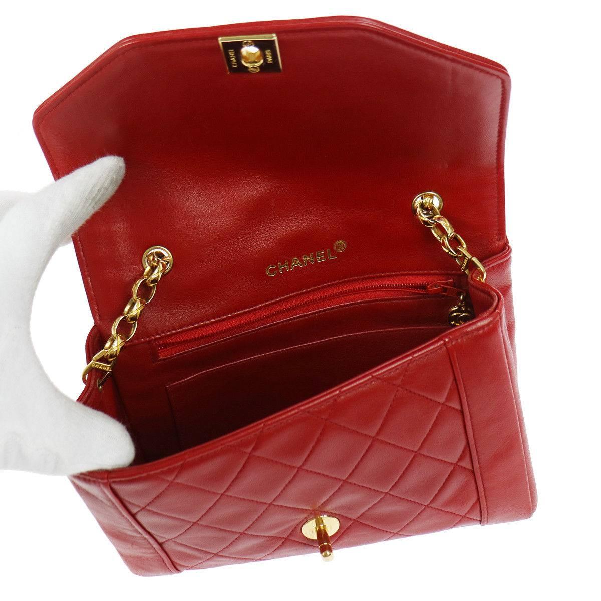Chanel Red Quilted Lambskin  Flap Shoulder Bag 2